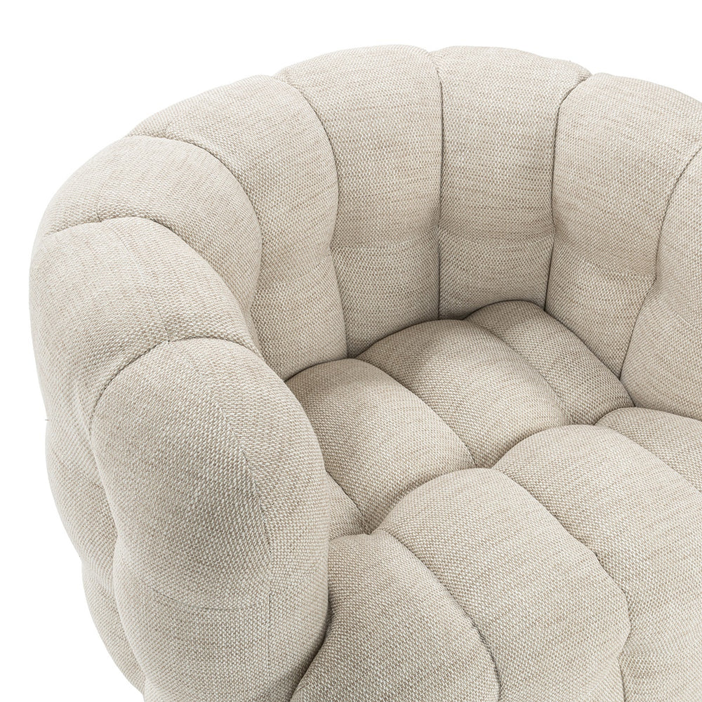 Walter Swivel Chair with Biscuit Tufting - Flax
