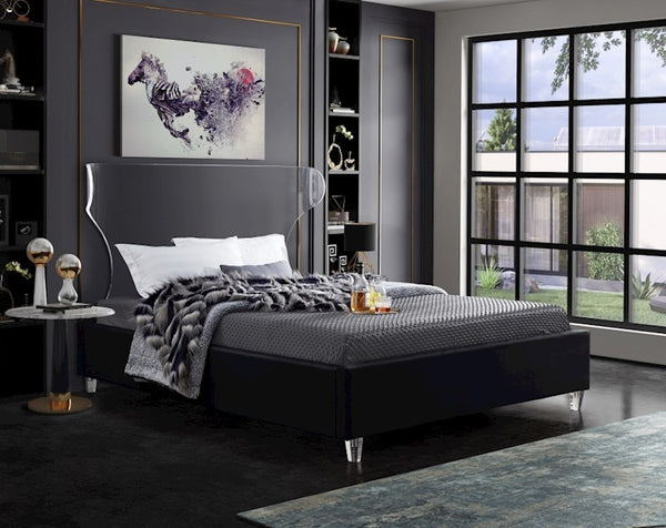 Levi Twin Bed In Black Velvet