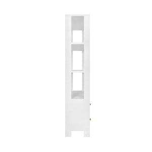 TWO DRAWER ETAGERE WITH FLUTED DETAIL IN MATTE WHITE LACQUER