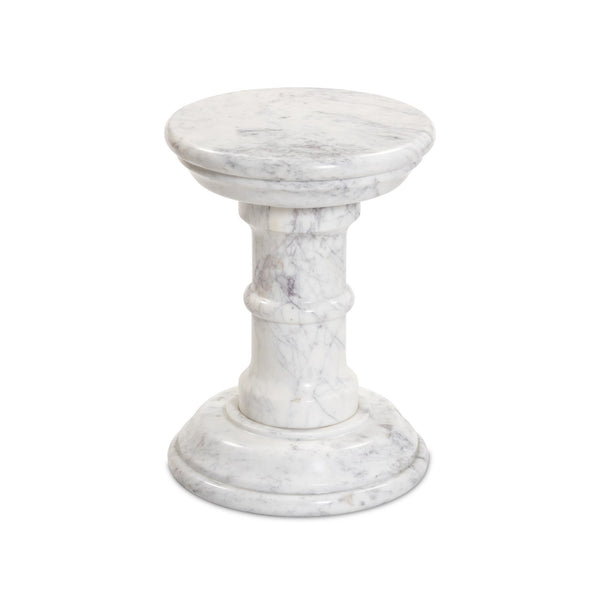 Cyprus End Table - Veined White Marble Solid