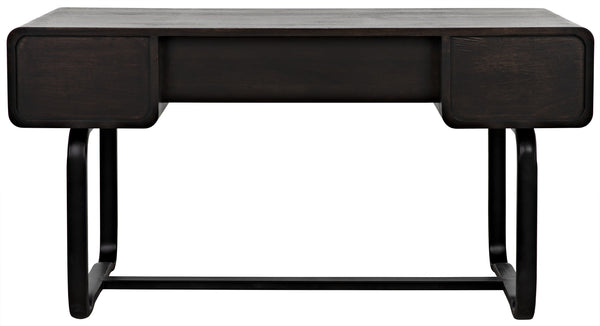 Voltes Ebony Walnut Desk with Matte Black Industrial Steel Base