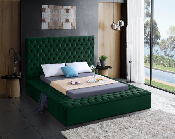 Randal King Bed In Green Velvet