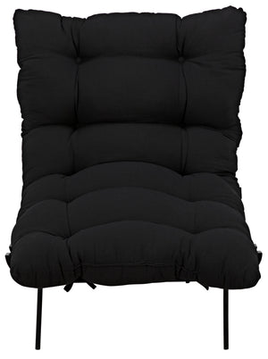 Hanzo Sungkai/Mindi Chair with Industrial Steel Legs in Charcoal Black Cotton
