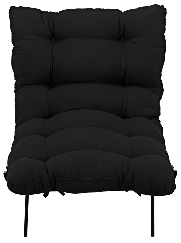 Hanzo Sungkai/Mindi Chair with Industrial Steel Legs in Charcoal Black Cotton