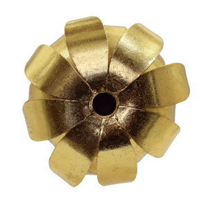 IRON PALM TREE CANDLE HOLDER IN GOLD LEAF FINISH ON WHITE MARBLE BASE