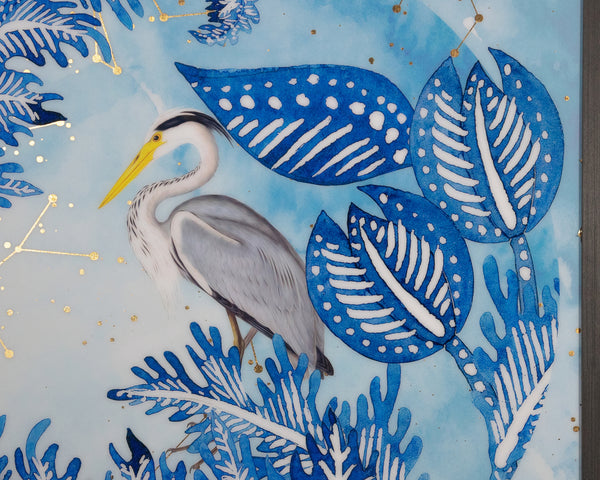 BLUE HERON - 48" X 48" - CHARCOAL FRAME