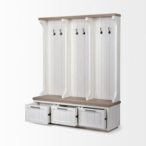 Fairview IV 61L x 17W White And Brown Wood With Storage Hall Tree