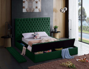 Randal Queen Bed In Green Velvet