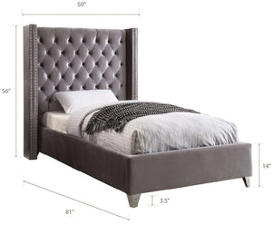 Isabel Twin Bed In Grey Velvet