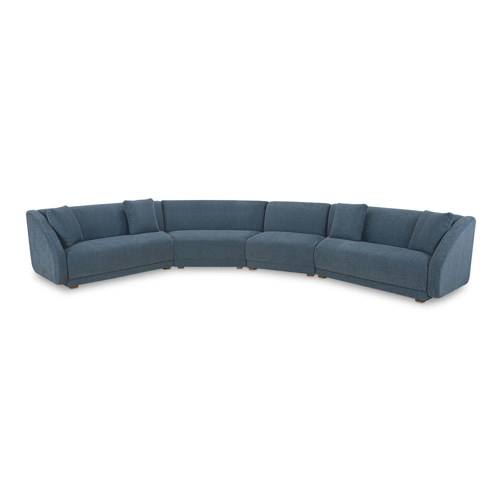 Fraser 4 Piece Modular Sectional in Deep Blue Upholstery