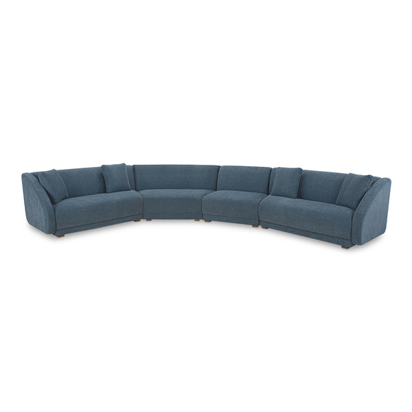 Fraser 4 Piece Modular Sectional in Deep Blue Upholstery