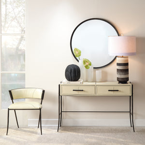Winslow Hide Table Lamp with Linen Shade, Grey and White