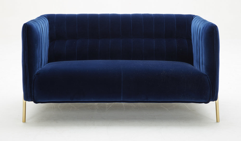 Lamar Love Seat in Blue Fabric