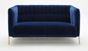 Lamar Love Seat in Blue Fabric