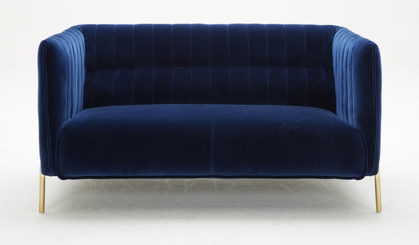 Lamar Love Seat in Blue Fabric