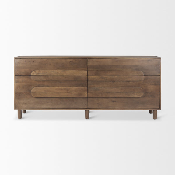 Astrid 71L x 17W x 30.3H Medium Brown Solid Wood 6 Drawer Sideboard