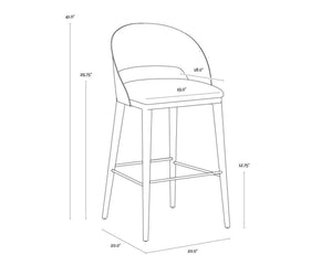 DEZIRAE BARSTOOL - ANTIQUE BRASS - CHARCOAL BLACK LEATHER