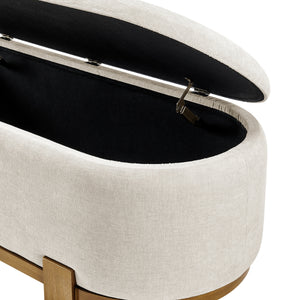 Ayleen Chenille Storage Bench, Seneca Beige 