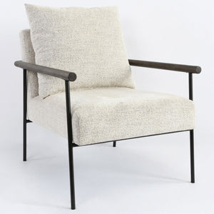 Cohen Upholstered Accent Chair in Ivory with Metal Frame