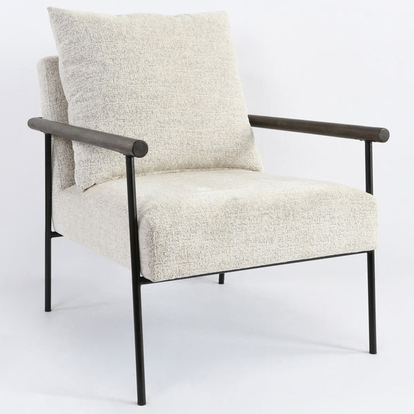 Cohen Upholstered Accent Chair in Ivory with Metal Frame