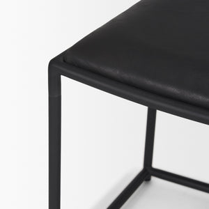 Taniel Black Leather w/ Black Metal Stool