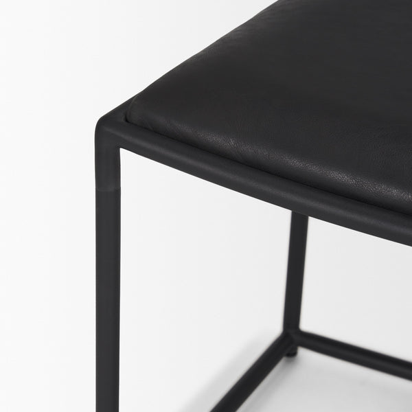 Taniel Black Leather w/ Black Metal Stool