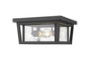 Seoul 3 Light Outdoor Flush Ceiling Mount Fixture in Black Finish