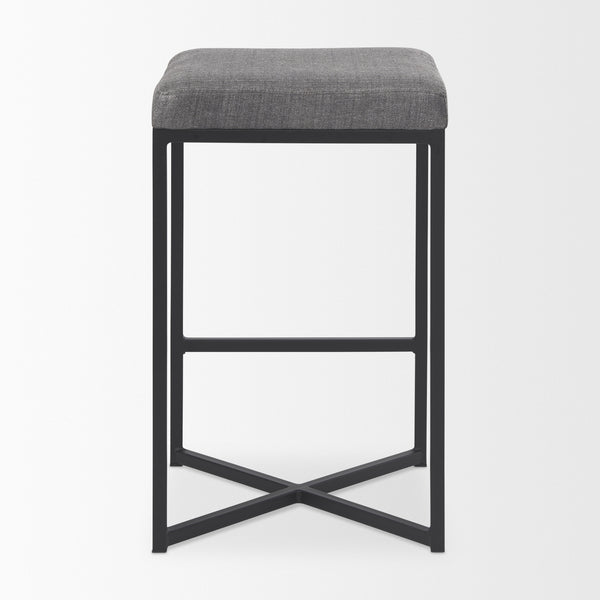 Frodo 16.5L x 16.5W x 26.4H Gray Fabric Seat W/Black Iron Frame Counter Stool