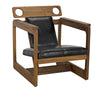 Buraco Teak Relax Chair with Gloss Finish and Black Leather Upholstery