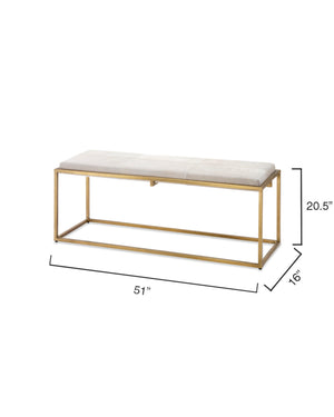 Shelby Hide Bench, White