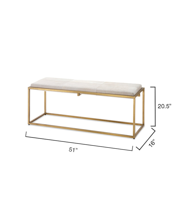 Shelby Hide Bench, White