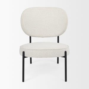 Amelia Cream Boucle W/Black Metal Upholstered Accent Chair 21.3L x 21.3W x 30.3H