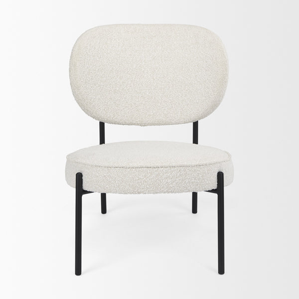 Amelia Cream Boucle W/Black Metal Upholstered Accent Chair 21.3L x 21.3W x 30.3H