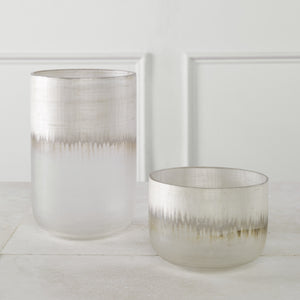 Frost Silver Drip Glass Vases, Set/2