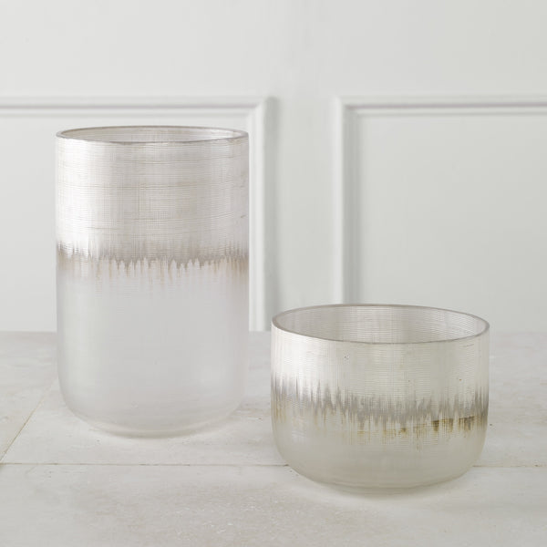 Frost Silver Drip Glass Vases, Set/2