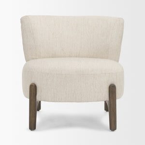 Vyra Dark Brown Wood w/ Cream Fabric Accent Chair