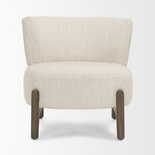 Vyra Dark Brown Wood w/ Cream Fabric Accent Chair