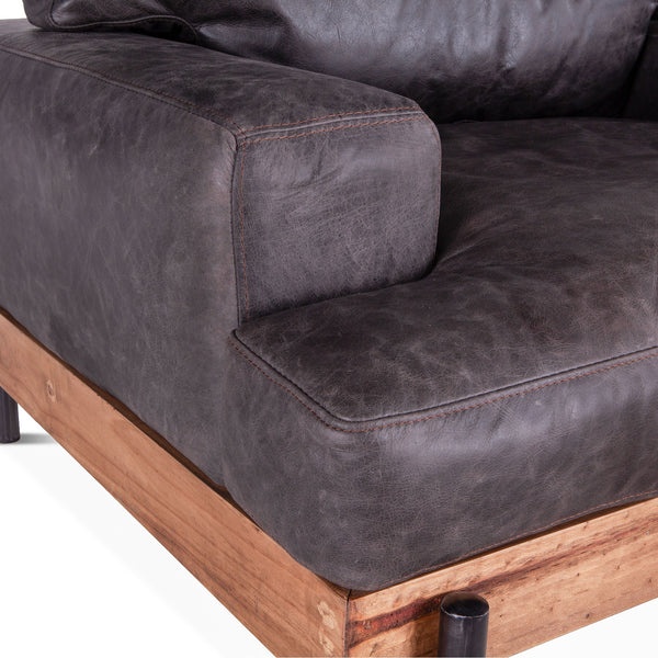 Portofino Distressed Antique Ebony Leather Armchair
