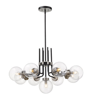 Parsons 9 Light Chandelier in Matte Black + Brushed Nickel Finish