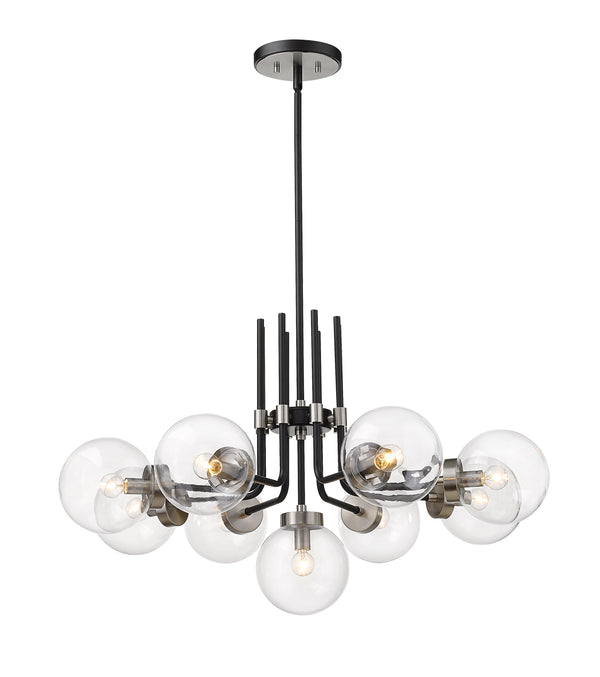 Parsons 9 Light Chandelier in Matte Black + Brushed Nickel Finish