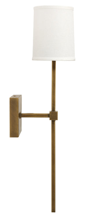 Minerva Wall Sconce, Antique Brass With White Linen Shade