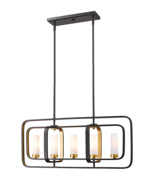 Aideen 5 Light Island/Billiard in Bronze Gold Finish