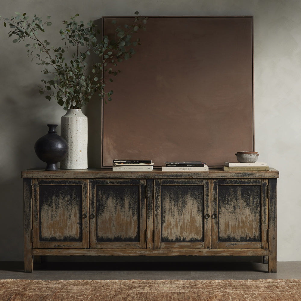 Hitchens Media Console In Worn Black