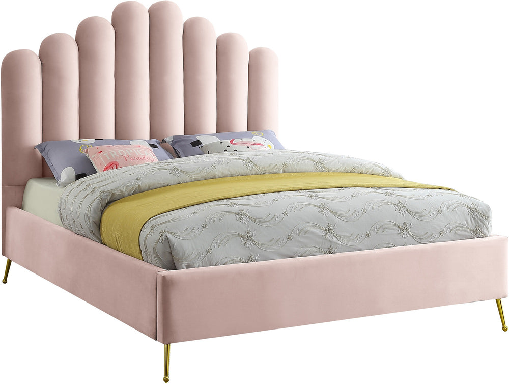 Anita Full Bed In Pink Velvet