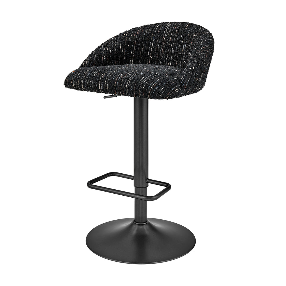 Jorrell KD Boucle Gaslift Swivel Bar Stool, Zenith Black