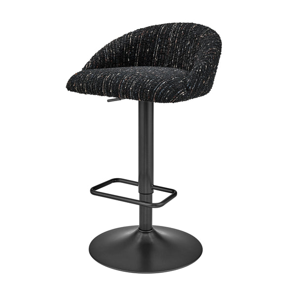 Jorrell KD Boucle Gaslift Swivel Bar Stool, Zenith Black