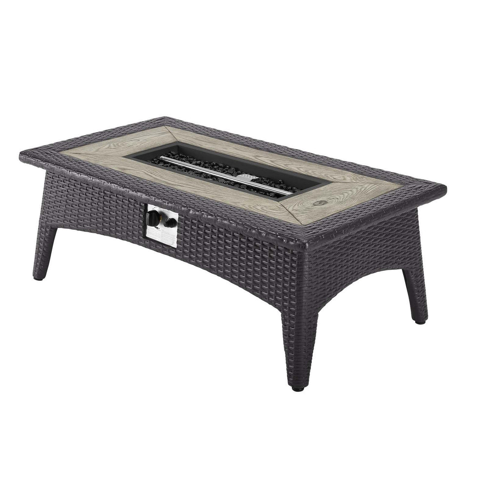 Cavins 43.5" Rectangle Outdoor Patio Fire Pit Table In Espresso