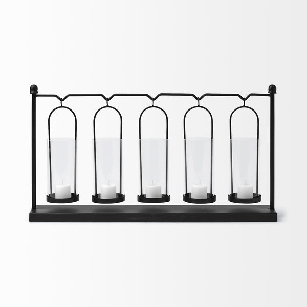 Erlen Black Metal Hanging Votive Five Candle Table Candle Holder