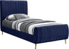 Marcos Twin Bed In Navy Velvet