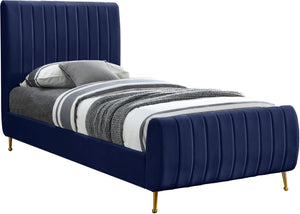 Marcos Twin Bed In Navy Velvet